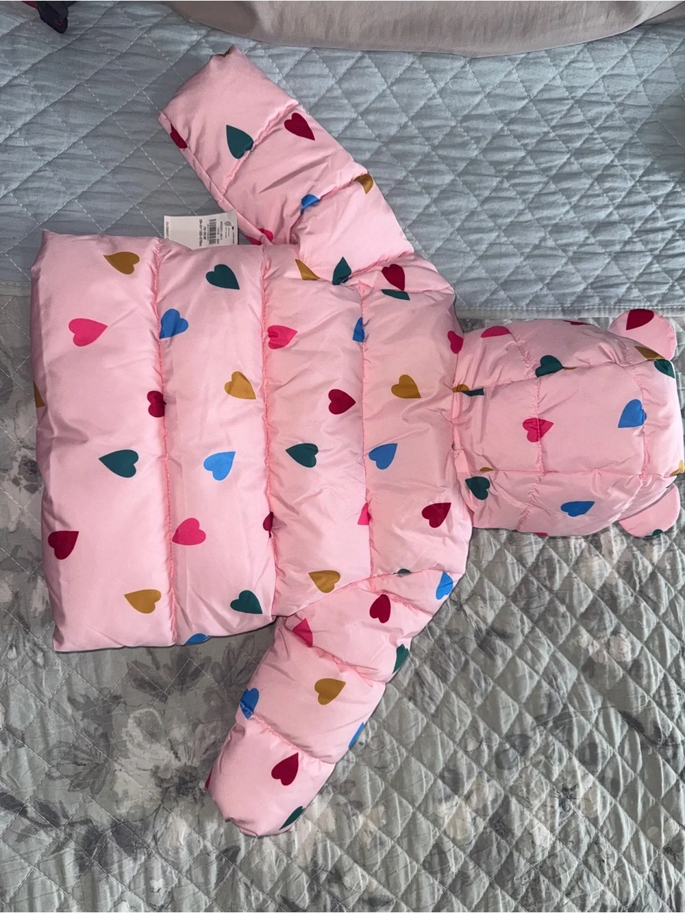Old Navy Girls Pink Heart Puffer Jacket – Size 12-18 Months – NWT